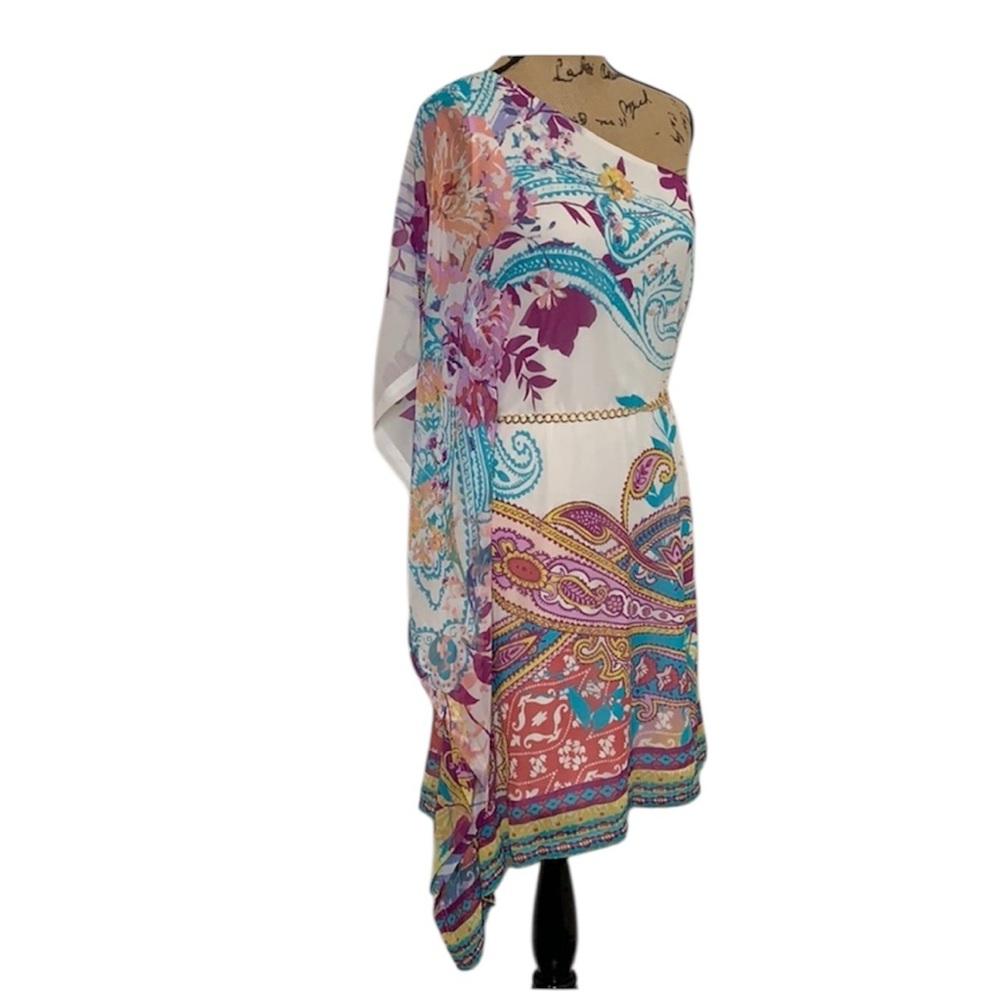 🆕 Thalia Sodi One Shoulder Multi-Color Dress Size S